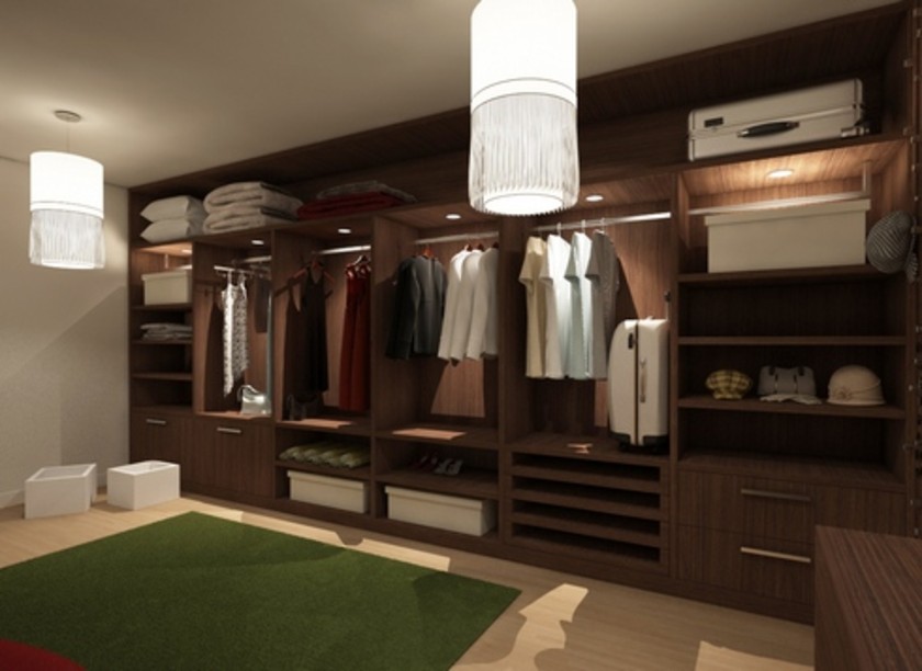 Классическая гардеробная комната из массива с подсветкой Екатеринбург